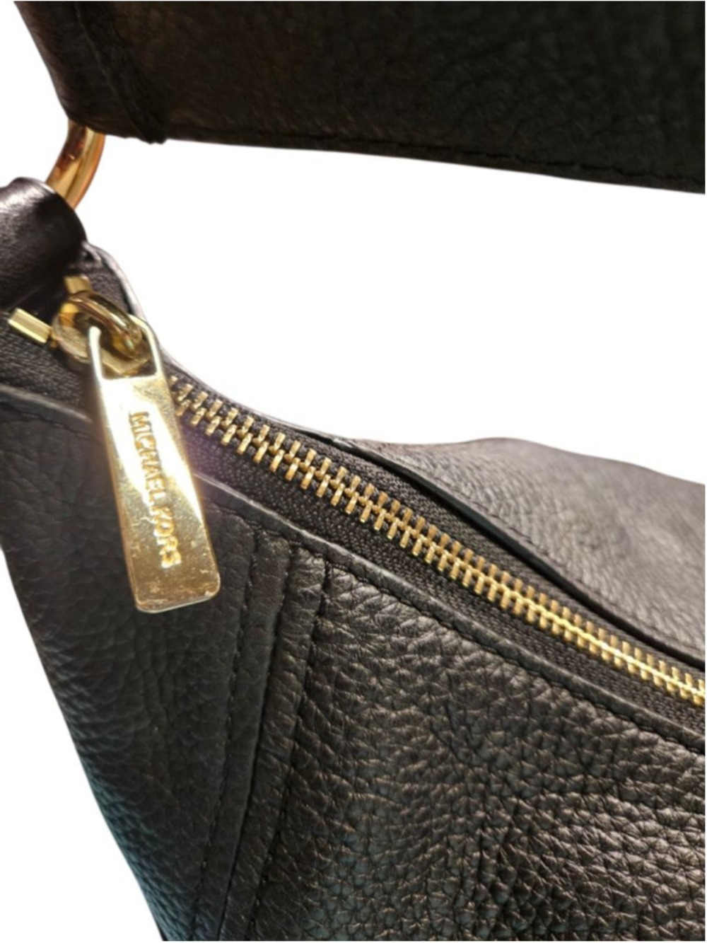 Michael Kors Black Leather Shoulder Bag with Gold Hardware - Picture 10 of 17